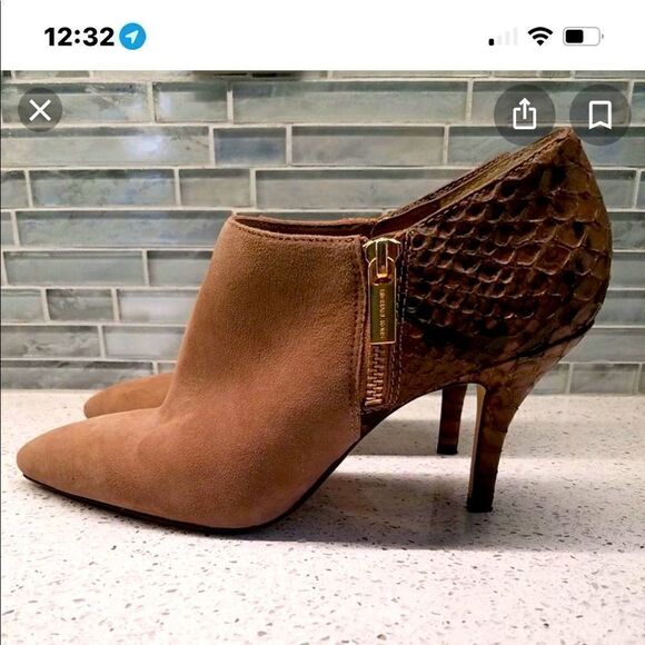 MICHAEL KORS Dawson suede & snakeskin leather  BOOTIES/boots/shoes/heels 9M - Picture 1 of 8